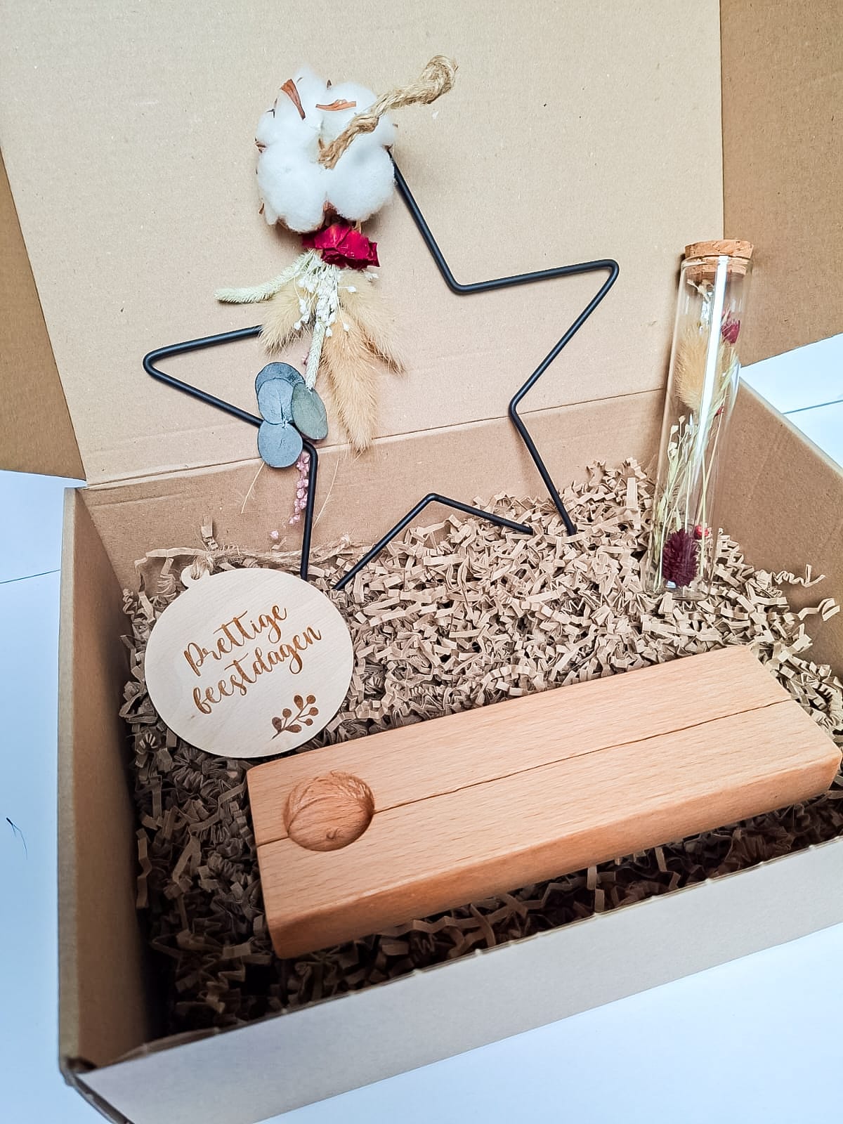 kerstbox droogbloemen gepersonaliseerd geschenk