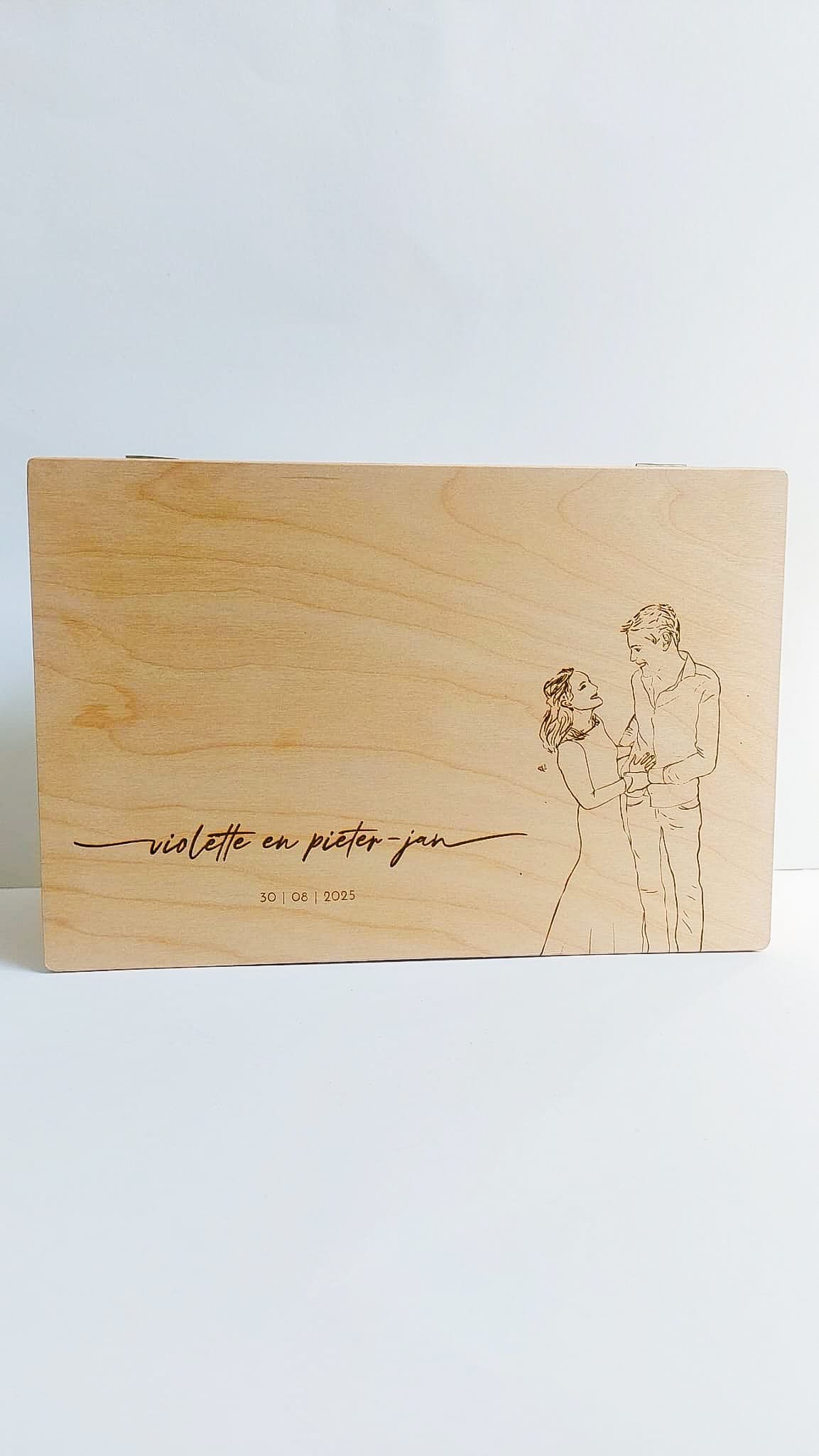 Houten kist, herinneringskist, memorybox met gepersonaliseerde gravure - Afbeelding 5