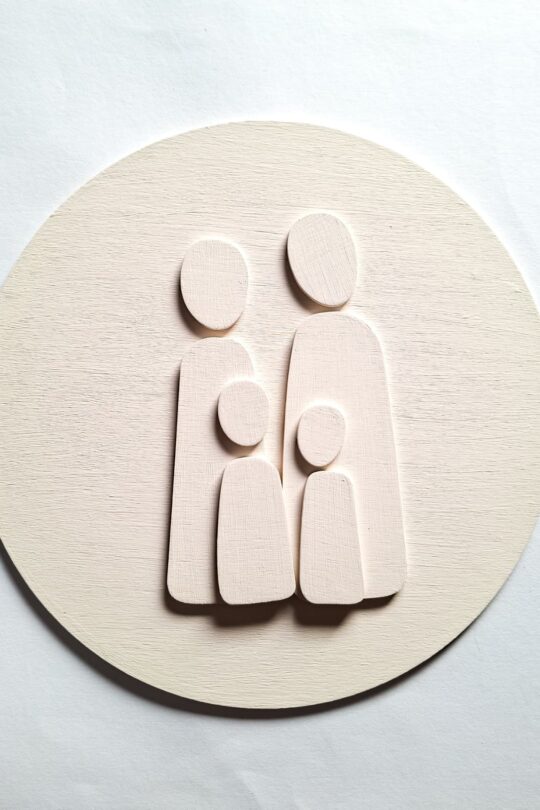 familie 3d abstract, falieportret, lijntekening familie